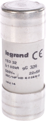 Изображение Legrand Wkadka bezpiecznikowa cylindryczna 32A gL 500V HPC 22 x 58mm (015332)
