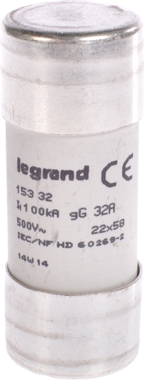 Изображение Legrand Wkadka bezpiecznikowa cylindryczna 32A gL 500V HPC 22 x 58mm (015332)