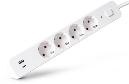 Picture of Listwa zasilajca ENTAC Entac Listwa zasilajca 4-gniazdowa 1x USB-A i 1 USB-C 1,5m biay