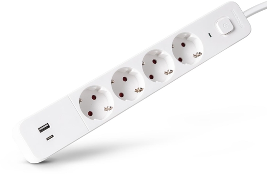 Picture of Listwa zasilajca ENTAC Entac Listwa zasilajca 4-gniazdowa 1x USB-A i 1 USB-C 1,5m biay