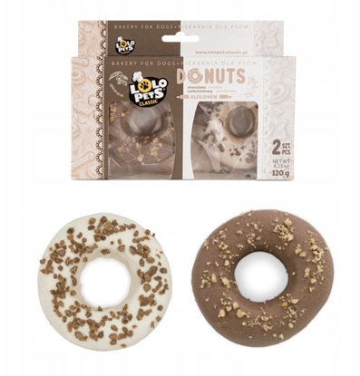 Attēls no Lolo Pets Classic Donuts o smaku waniliowym i czekoladowo-orzechowym 2 szt., 120 g