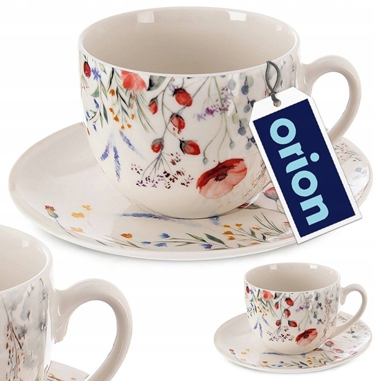 Изображение Lumarko Filianka do kawy ze spodkiem porcelanowa biaa MAKI 260ml ORION 129661