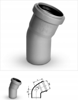 Изображение Magnaplast Kolano kanalizacji wewntrznej PP 160/15 HTB szare