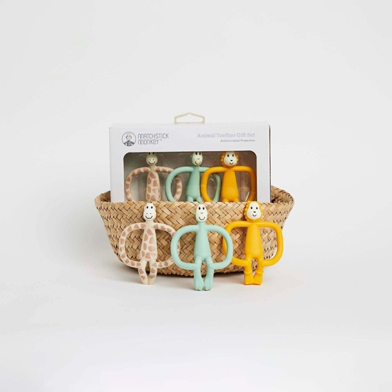 Изображение Matchstick Monkey Animal Teether Gift Set