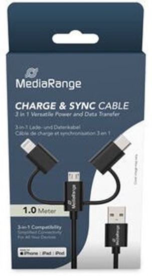 Picture of MediaRange 3-in-1 kabel micro USB USB-C i Lightning sw