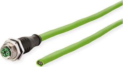 Attēls no Metz Connect M12 Industrial Ethernet cable, X-coded, M12 jack straight - free line end, PUR, 1 m