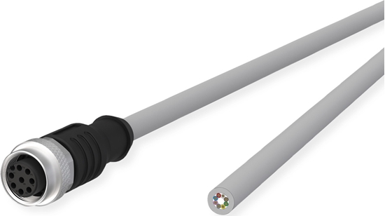 Picture of Metz Connect M12 Sensor-/Aktorleitung, A-kodiert, M12 Buchse gerade - freies Leitungsende, grau, 1 m
