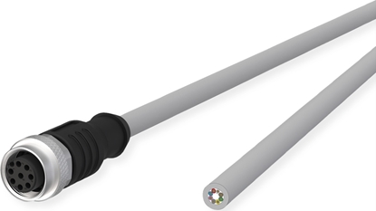 Attēls no Metz Connect M12 Sensor-/Aktorleitung, A-kodiert, M12 Buchse gerade - freies Leitungsende, grau, 2 m