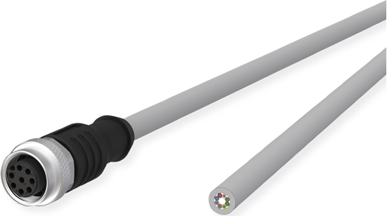 Picture of Metz Connect M12 Sensor-/Aktorleitung, A-kodiert, M12 Buchse gerade - freies Leitungsende, grau, 2 m