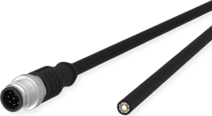 Attēls no Metz Connect Sensor-/Aktorltg., M12-ST A-kodiert, gerade-freies Ende, ungeschirmt, 8polig, PUR, schwarz, 2 m