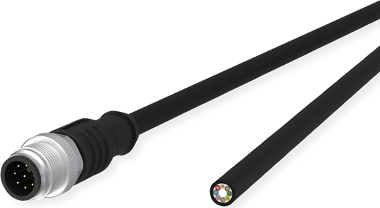 Picture of Metz Connect Sensor-/Aktorltg., M12-ST A-kodiert, gerade-freies Ende, ungeschirmt, 8polig, PUR, schwarz, 5 m