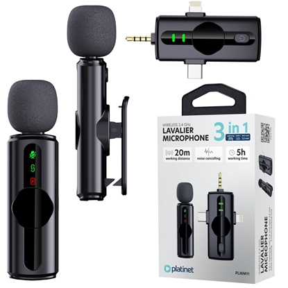 Изображение Mikrofon Platinet PLATINET WIRELESS LAVALIER MICROPHONE MIKROFON KONIERZYKOWY SINGLE SET [46293]