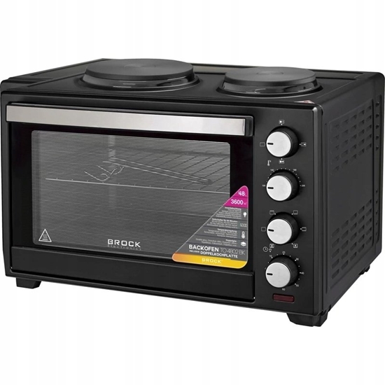 Изображение Mini piekarnik Brock Piekarnik z konwekcj i dwoma powierzchniami grzewczymi BROCK TO 4802 BK 48L 2000W TO 4802 BK (4752131002267)