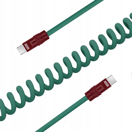 Picture of Newell Kabel Newell USB-C - USB-C 100 W, 1,5 m, silikonowy, spiralny, zielono-bordowy