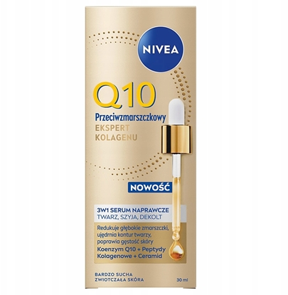 Изображение NIVEA Q10 Przeciwzmarszczkowy Ekspert Kolagenu Serum naprawcze do twarzy szyi dekoltu 30 ml