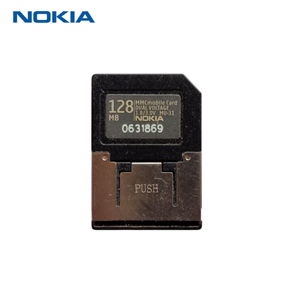 Изображение Nokia MU-31 MultiMedia Card MMC atmiņas karte 128 Mb Dual Voltage 1.8/3.0V lietota pārbaudīta formatēta Bulk