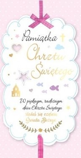 Picture of PASSION CARDS Karnet DL chrzest róowy