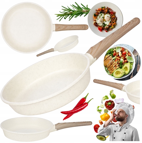 Picture of Patelnia Brunbeste Patelnia granitowa marmurkowa NON-STICK indukcja gaz 20cm beowa BRUNBESTE BB-5535