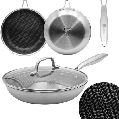 Picture of Patelnia Brunbeste Patelnia stalowa z pokrywk indukcja NON-STICK plaster miodu 26CM BRUNBESTE BB-5555
