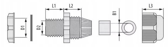 Picture of Pawbol Dawnica metryczna Pawbol D.3088 z nakrtk M12, IP67 szara