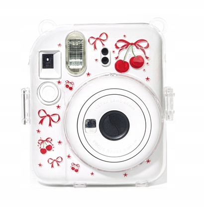 Изображение Pokrowiec LoveInstant Futera Etui Pokrowiec Case Osona Do Fuji Instax Mini 12 Sztywny + Pasek / Czerwone Winie