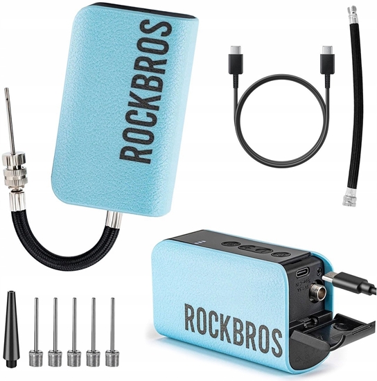 Picture of Pompka elektryczna Rockbros 42520006001 kompresor z cyfrowym wywietlaczem do piek / balonów - niebieska