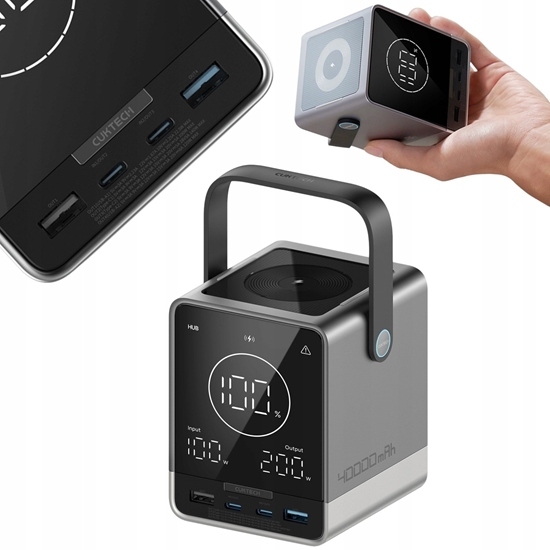 Picture of Powerbank Cuktech Powerbank Cuktech 300W 40000mAh z adowaniem bezprzewodowym 2x USB-C + 2x USB-A - czarny