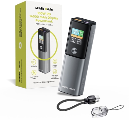 Picture of Powerbank Mobile Origin Mobile Origin 100W PD 14000mAh Display PowerBank PB12 - USB-C + USB-A