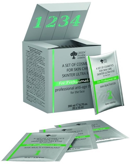 Picture of Q+A GREEN PHARM COSMETICS_SET Skinter Ultra el multistymulujcy z kwasami AHA 5x10ml + el-dezaktywator z kwasami AHA 5x10ml + el-oksygenator 5x10ml + kolagenowy el regenerator 5x10ml