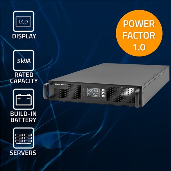 Picture of Qoltec 52287 Online UPS for RACK | 3kVA | 3000W | Power factor 1.0 | Battery 6x12V/7Ah