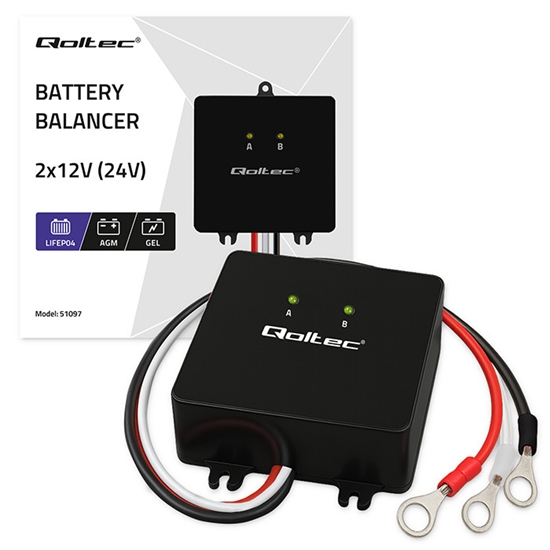 Picture of Qoltec sprieguma balansieris 24V akumulatoriem 2 x 12V | 5A | LiFePO4 AGM GEL