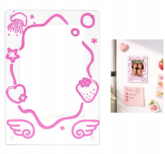Изображение Ramka LoveInstant Ramka Na Magnes Lodówk Do Zdj Instax Mini 99 41 12 40 11 Evo Liplay Link / Róowe Skrzyda