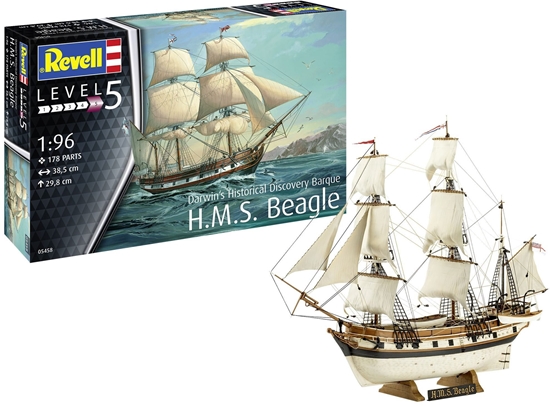 Изображение Revell 05458 Darwins Historical Discovery Barque H.M.S. Beagle Zestaw modelarski statku 1:96