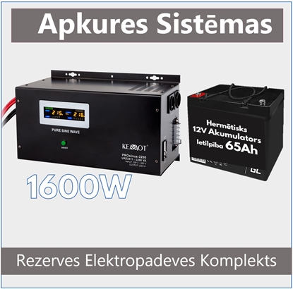 Attēls no Rezerves Elektropadeves Komplekts Apkures Sistēmai 1600W + 12V 100Ah akumulators