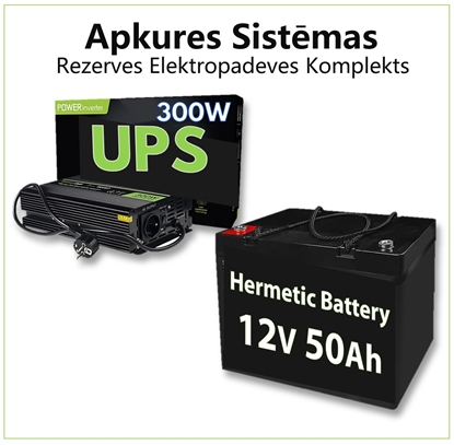 Attēls no Rezerves Elektropadeves Komplekts Apkures Sistēmai 300W + 12V 55Ah akumulators