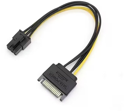 Attēls no Roger SAPCIE6P 15pin SATA Power to 6pin PCIe Adapter Cable for GPU / 20cm
