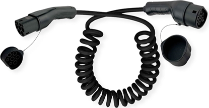 Attēls no Roline EV Charging Cable Assembly Type2, 3-Phase, 480VAC (3P+N+E), 16 A, 11 kW, spiral, 3 m