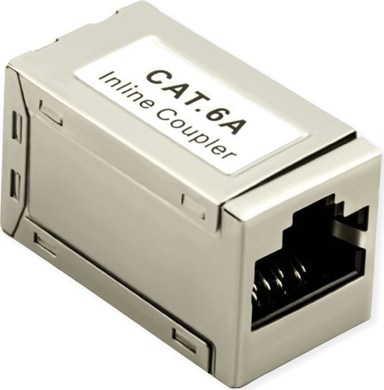 Picture of Roline RJ-45 Mini Inline Coupler, Cat.6A (Class EA), shielded, silver