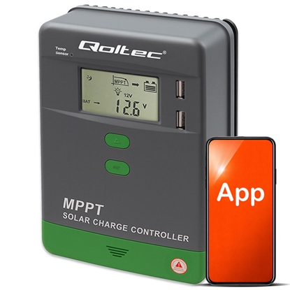 Picture of Saules uzlādes kontrolieris MPPT ar temperatūras sensoru 40A | 12V / 24V | LCD | 2 x USB | Blueto | 