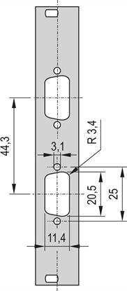 Изображение Schroff 19" Front Panel With D-Sub Cutout, 2x9-pin, 3U, 4 HP, 2.5 mm, Al, RAL 7035