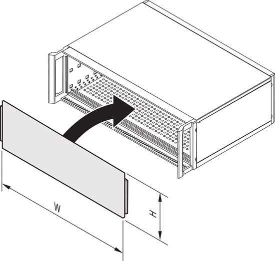 Изображение Schroff Front Panel, Full Width, Slotted, Unshielded for RatiopacPRO 3 U, AIR 4 U, 84 HP, 2.5 mm, Al, Front Anodized, Rear Conductive