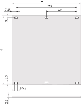 Picture of Schroff Front Panel, Unshielded, 4 U, 84 HP, 2.5 mm, Al, Anodized, Untreated Edges