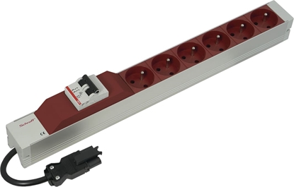 Attēls no Schroff Socket Strip, UTE, With Wieland® Input, 6 Sockets, 19", Red, With Overcurrent Protection