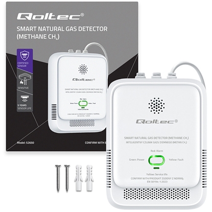 Picture of Sertificēts dabasgāzes noplūdes sensors | CH4 detektors | NG | 85dB trauksme | LED | Qoltec ®