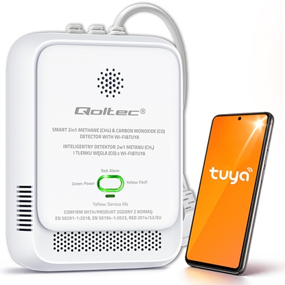 Attēls no Sertificēts dabasgāzes un tvana gāzes (CO) detektors | Tuya | Wi-Fi | 85dB trauksmes signāls | LED