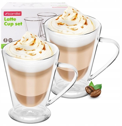 Изображение Set of 2 double-walled glass mugs, 250ml each, Kamille, 9019