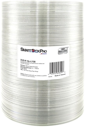Picture of SmartDisk DVD-R, White Inkjet Printable, 69829, 4.7GB, 16x, wrap, 100-pack, 12cm, do archiwizacji danych