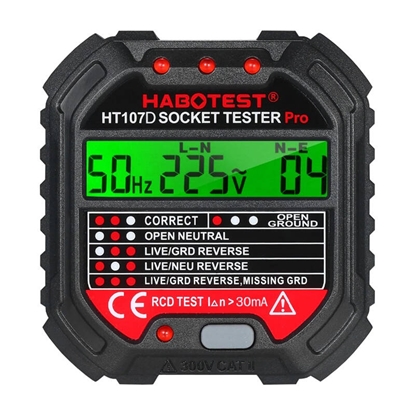 Изображение Habotest Tester gniazd z wywietlaczem cyfrowym (HT107D)