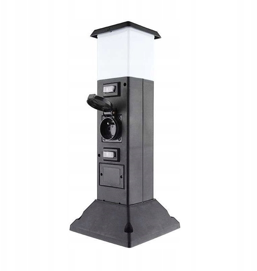 Picture of Solight sup ogrodowy IP44 z LED owietleniem plast 2 zasuvki hranol czarny
