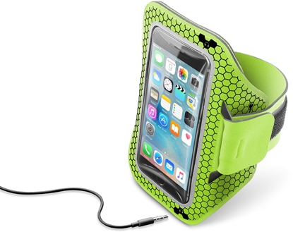 Изображение Sportowe etui neoprenowe CellularLine ARMBAND RUNNING dla smartfonów do rozmiaru 5,2" limonkowy